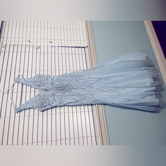 Beautiful sequin dress in light blue. Mermaid style worn once. - Picture 3 of 5